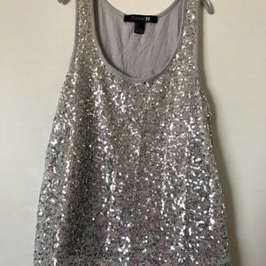 Silver sequence tank top forever 21 party